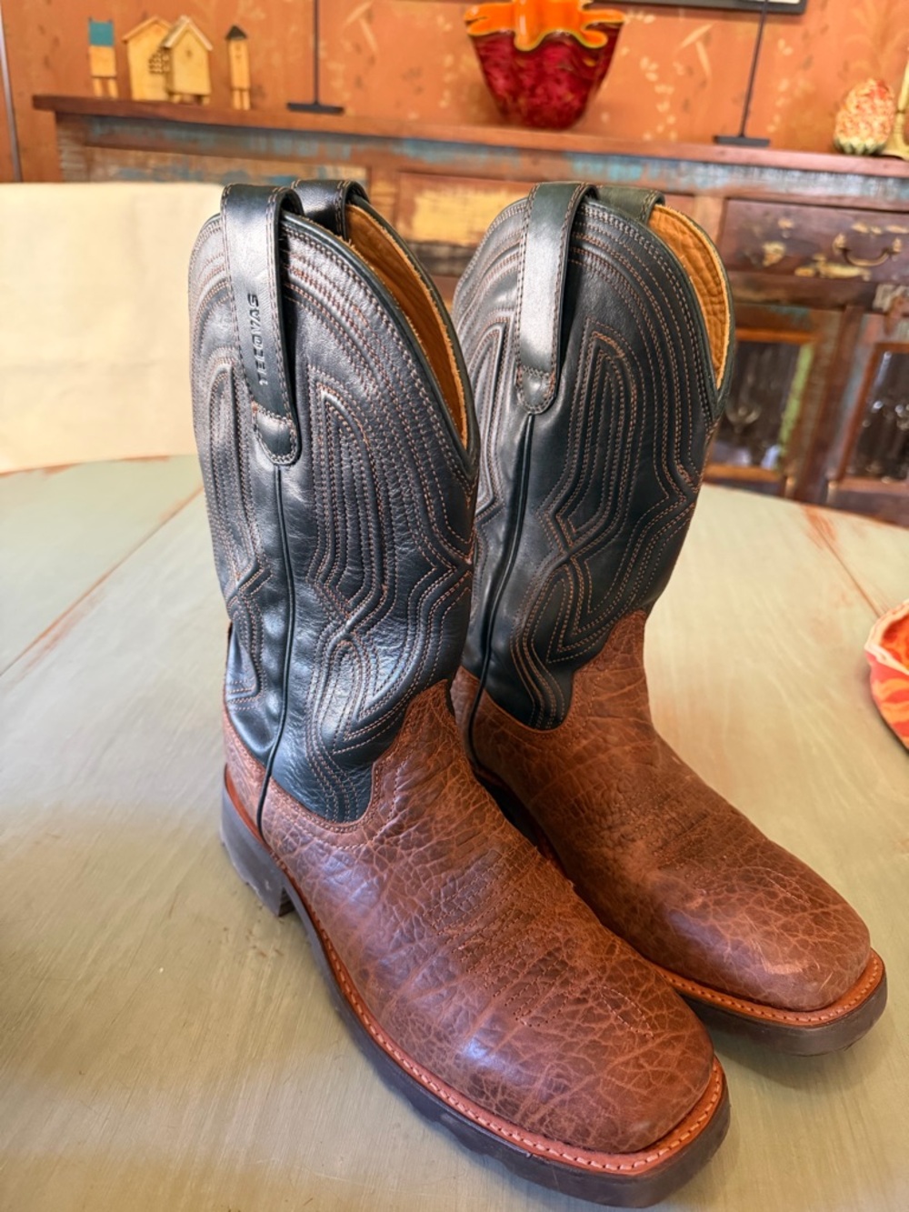 Tecovas Men's Two-Tone Leather Western Boots - Brown & Black